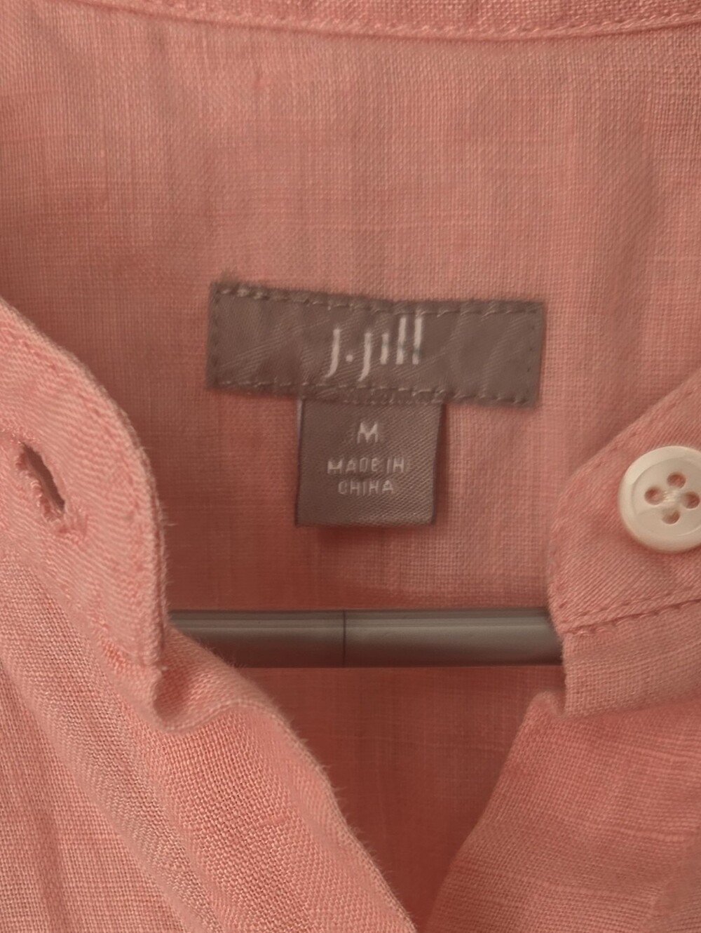 J. Jill Pink 100% Linen Button Front Roll Tab Sleeve Blouse Women’s Relaxed M - Picture 2 of 5